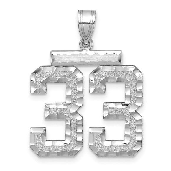 14k White Gold Varsity Collection Large D/C Pendant Number 33
